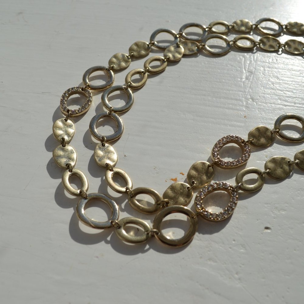 Long Gold Circle Necklace 18"